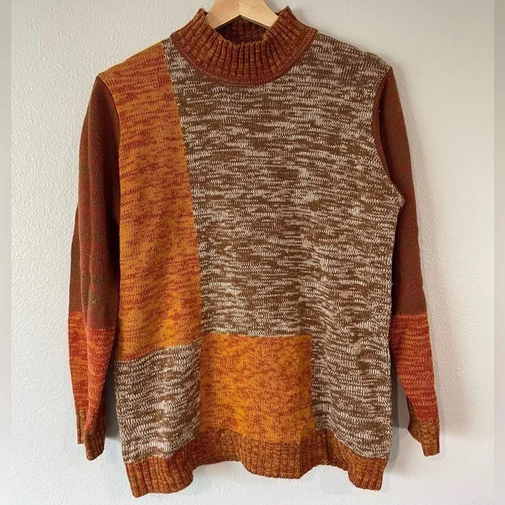Vintage mock neck sweater size medium orange